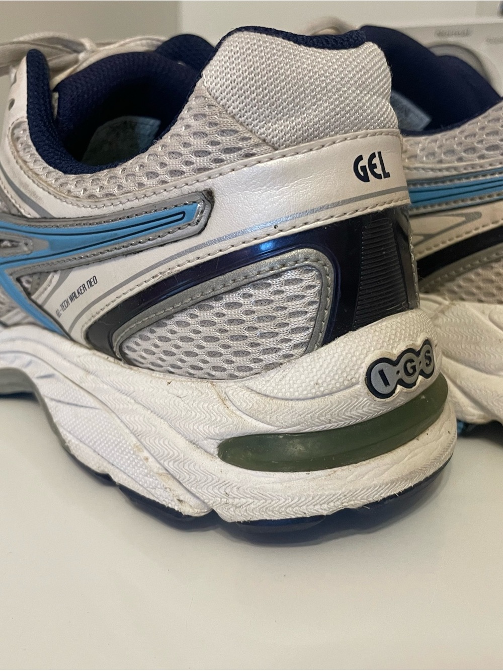Asics Woman’s Athletic Running Shoes White with Blue Accents